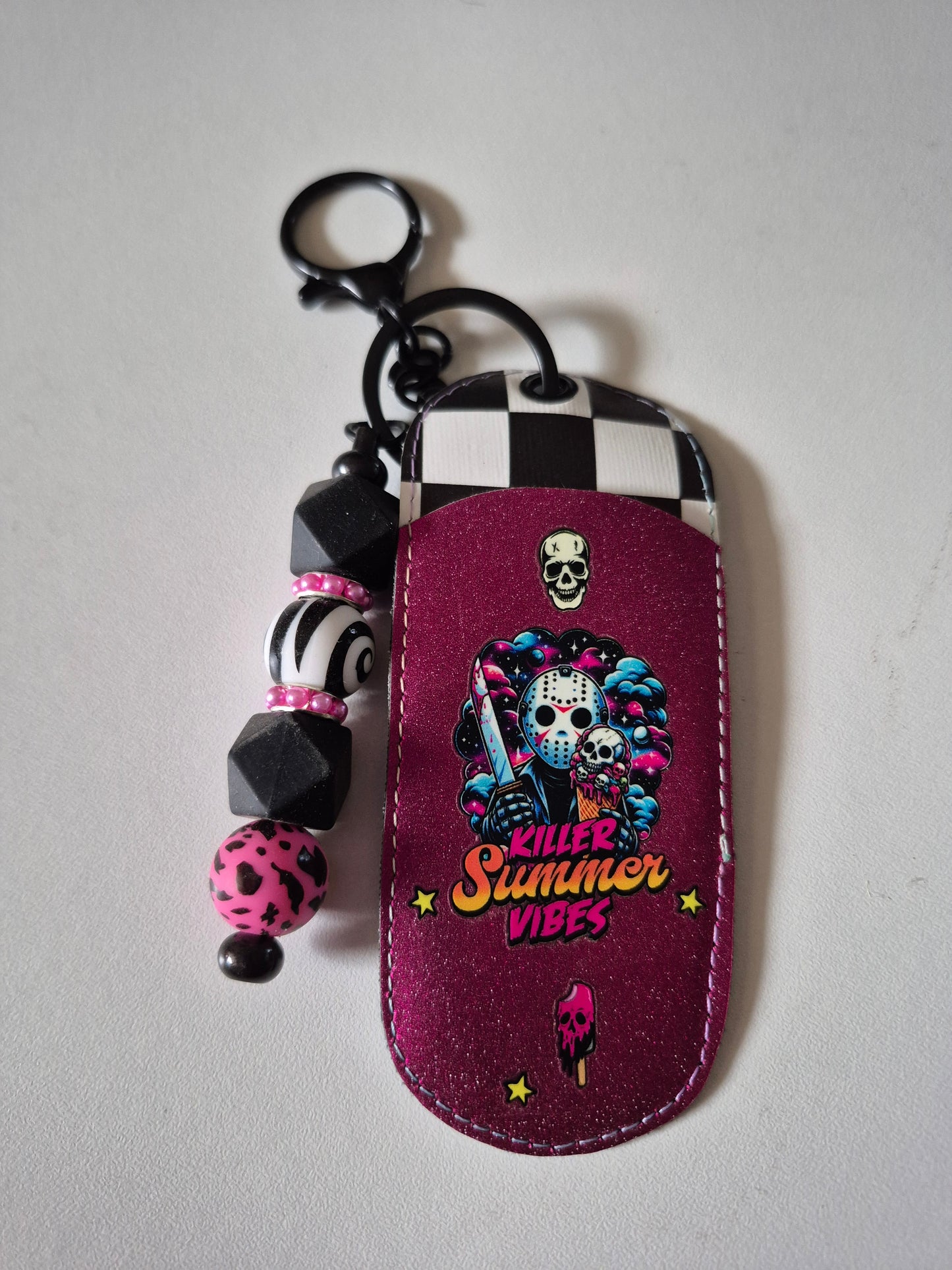 Killer Summer Vibes Lip Gloss & Lighter Holder | Beaded Keychain Pouch