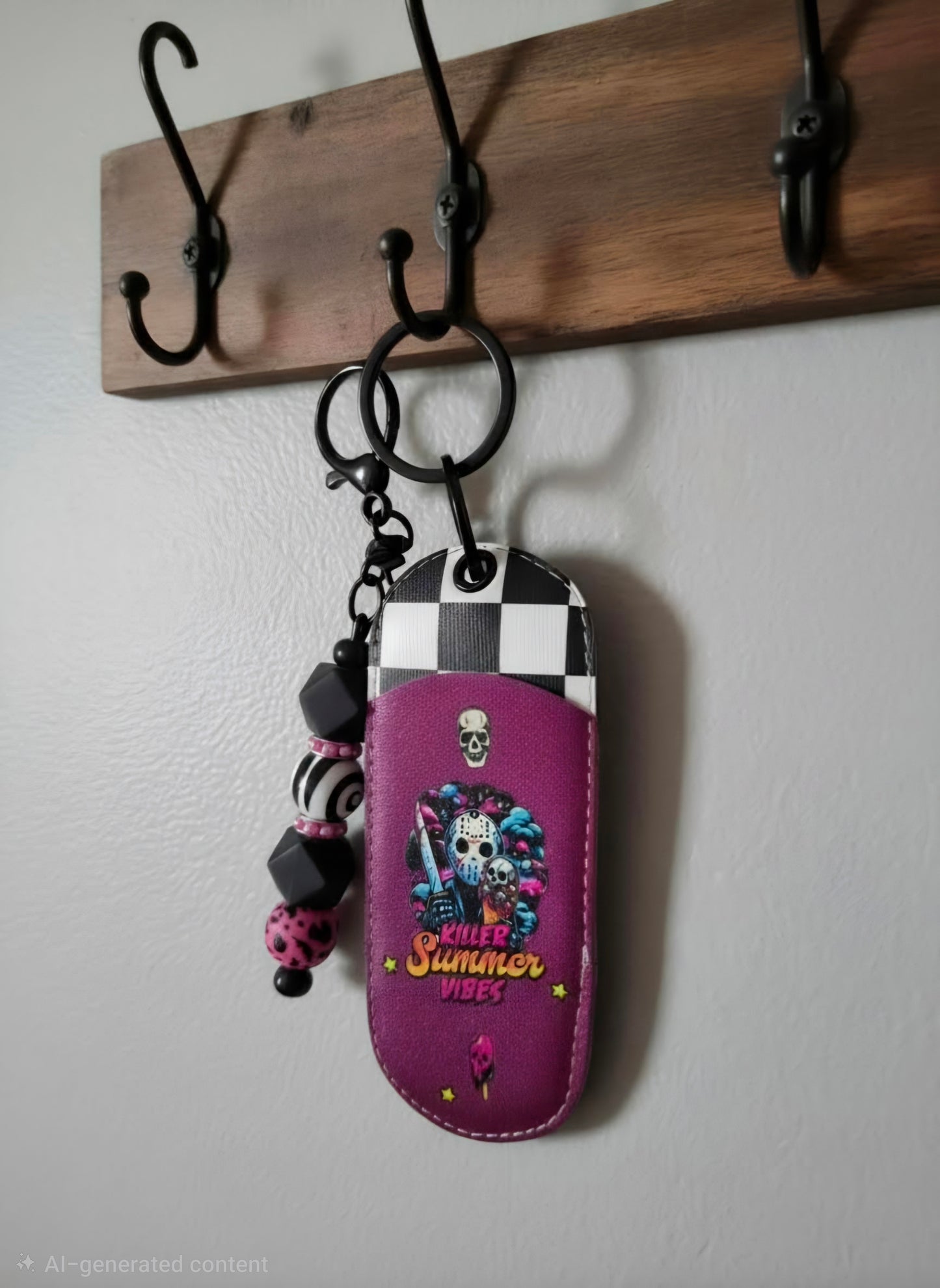 Killer Summer Vibes Lip Gloss & Lighter Holder | Beaded Keychain Pouch